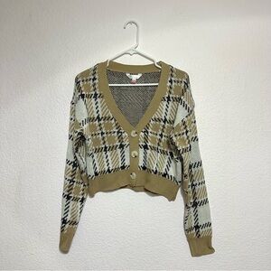 Tan Plaid Cardigan